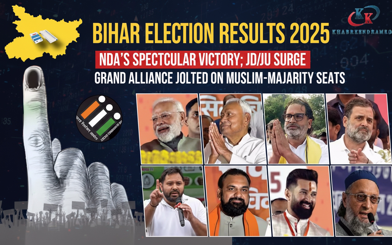 बिहार चुनाव परिणाम 2025: मुस्लिम बहुल सीटों पर महागठबंधन को झटका, NDA की शानदार जीत; JD(U) का उछाल